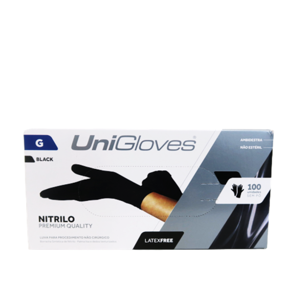 Luva UniGloves Black Descartável G 