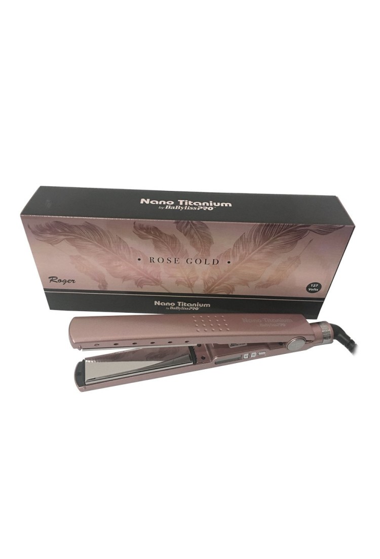 Prancha Nano Titanium By Roger Rose Gold 1+1/4  Babyliss Pro